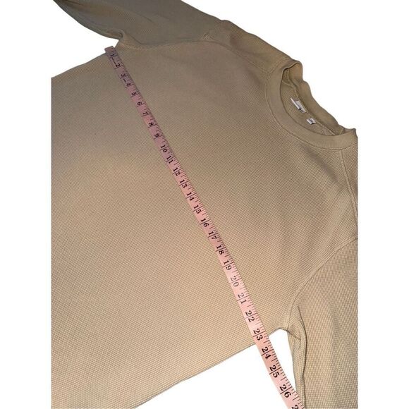 Aritzia TNA Bailey Long Sleeve Waffle Knit Shirt In Tan - Picture 11 of 12